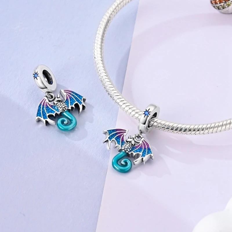 Original Charmscopper Fantasy Flying Dragon Beads Fit Charms Platabracelets For Women Jewelry Making Diy Fine Gifts