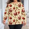 Ladies' Fashionable And Casual Christmas Cute Printed Round Neck Long Sleeved Knitted Yarn