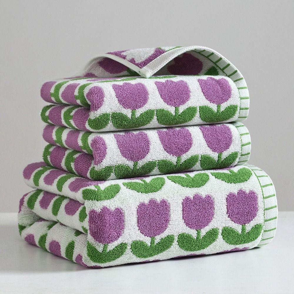 Thickened Cotton Face Towel 70x140cm Couple Shower Towel Tulip Large Bath Towel  Couple