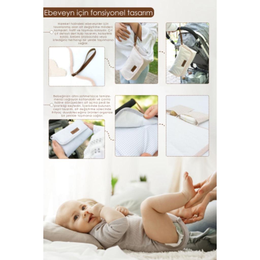 Baby Bag Diaper Mat, Diaper Changing Pad, Portable Care Bag, Clutch Series, Brown