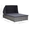 2 Person Sun Lounger with Cushion Poly Rattan Gray