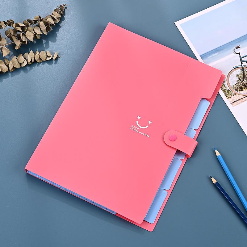 Smiling Candy Color Folder Creative Multilayer A4 Folder Text PP Piece Bag Organ Bag Test Paper Text Piece Storage Bag