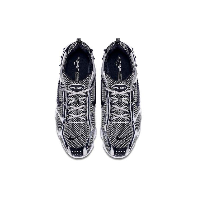Stussy X Nike Air Zoom Spiridon Caged 2 Pure Platinum Unisex Sneakers Black White CU1854-001