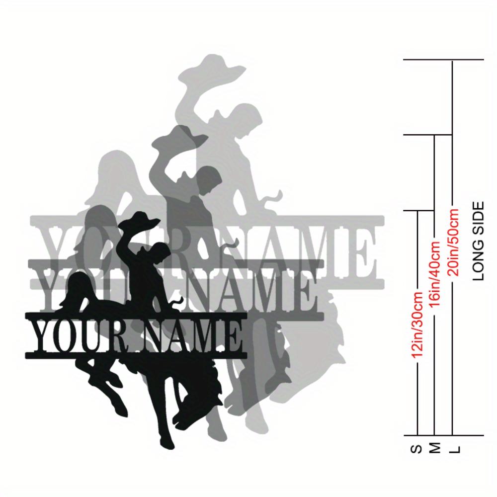Metal Cowboy Bronco Wall Art Modern Western Decor Personalized Initial Sign