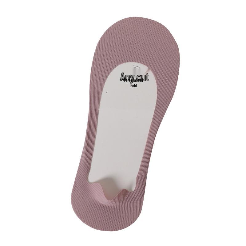 Women's Non-Slip Invisible Ice Silk Boat Socks - Low Cut, Anti-Slip Heel, Thin, Solid Color, Customizable Length