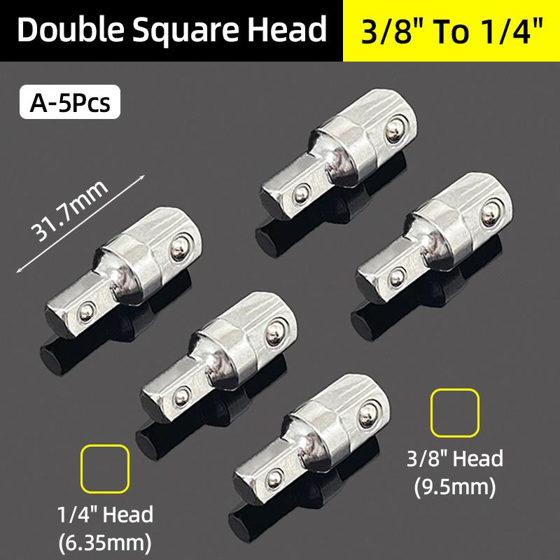 Double Square Head Socket Adapter Converter Reducer Set 1/4 3/8 1/2 Impact Drive Ratchet Wrench Socket Adaptor Repair Hand Tool