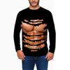 Spring and Autumn Round Neck Simulated Muscle Pattern 3D Printed Top Fashionable Casual Long Sleeved Men's T-shirts