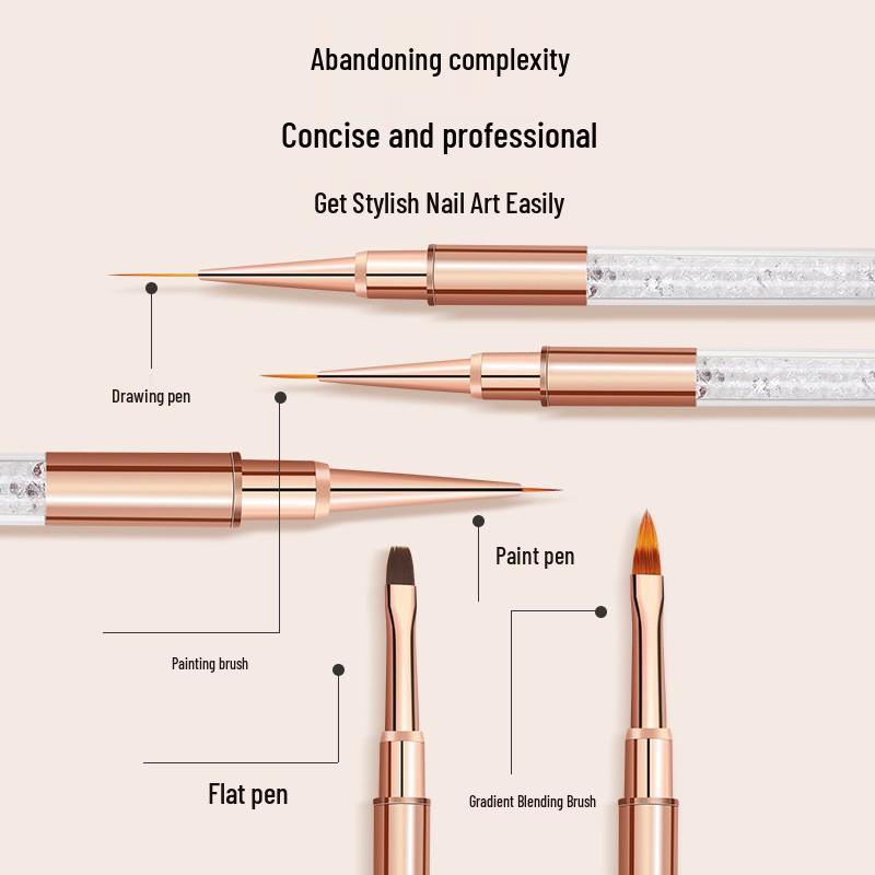 Top-Selling White Handle Rose Gold Ferrule Nail Art Brush with Daisy Phototherapy Carving Tip