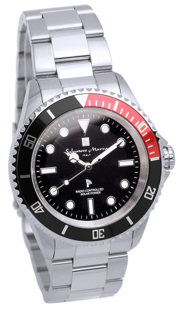 Watch Radio Solar 10 ATM Water Resistant Italian Brand Black X Red [Salvatore Mara] Men's SM22110-SSBKRD