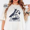 Comfort Colors® Girls Will Be Girls T-Shirt und Kinder-T-Shirt, Gottesanbeterin T-Shirt, Insektenliebhaber, Lustiges Insekten-T-Shirt und Kinder-T-Shirt