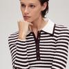 Only Women's Striped Slim-Fit Lapel Knit Sweater
