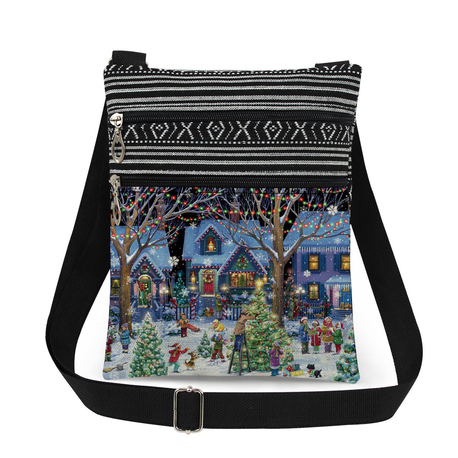 1PC Christmas Print Tote Bags Women Shoulder Handbags Postman Package 6923 CLE