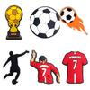 6pc Soccer Shoe Charms Set Removable Accessories for Clogs Shoes Including Trophy Soccer Ball Fireball Player Silhouette Jersey Number 7