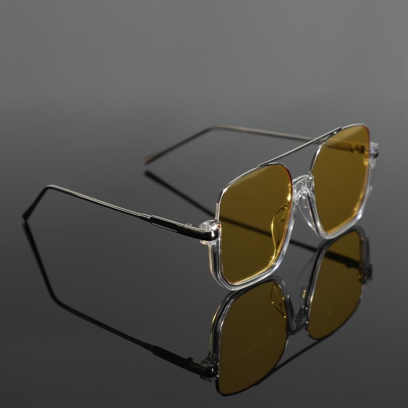 Non-polarized Men's Elegant Semi-Rimless Metal Fashion Sunglasses - Trendy Double Bridge Half Frame Design