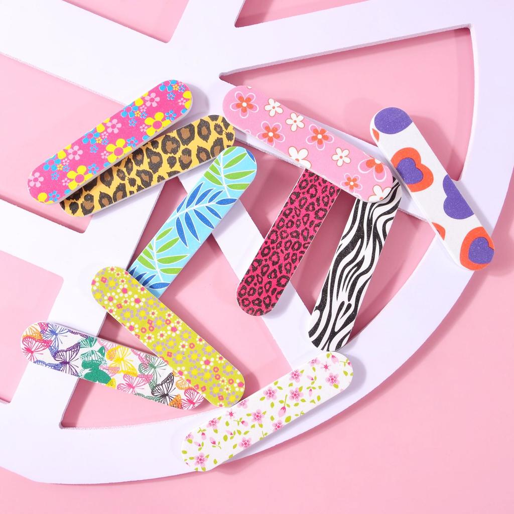 100PCS 9cm Mini Colorful Nail File Double Sided Emery Boards Small Nail File Trimming Tool Manicure Pedicure Tools Wholesale