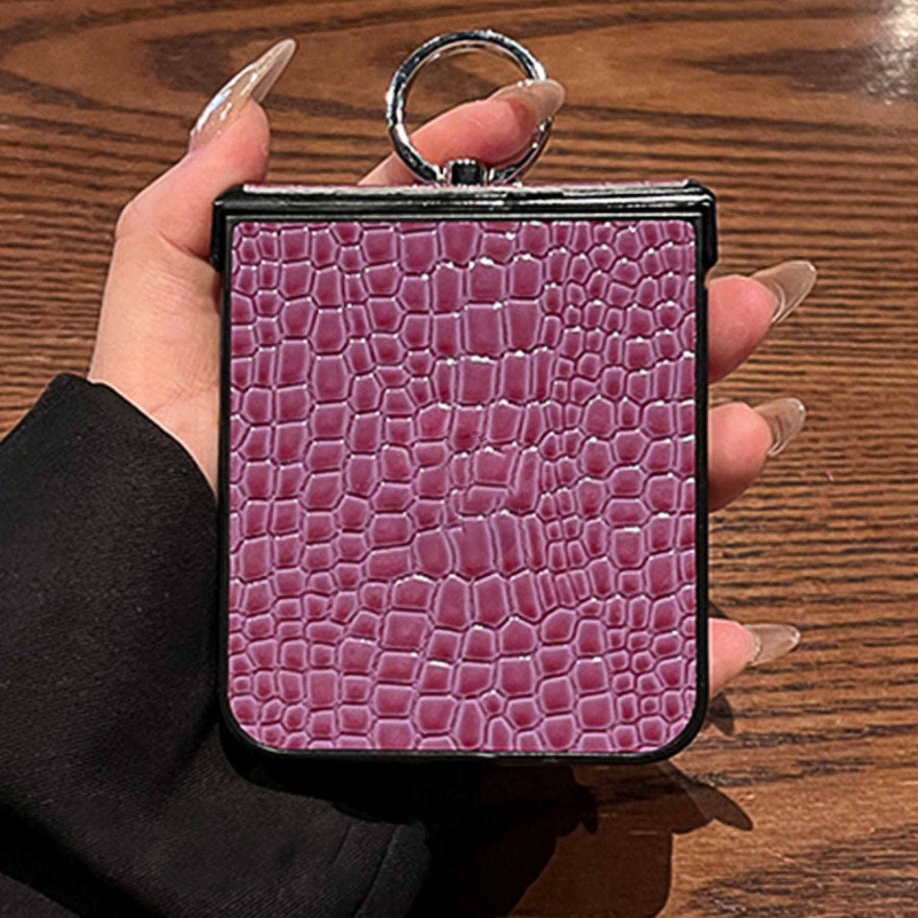 

Черный Крокодил Корейский Люкс 3D Цветок Кожаный Портативный Чехол для Телефона с Кольцом для Samsung Galaxy Z Flip7 6 Flip 5 Flip4 3 Задняя Крышка for Samsung Z Flip 7