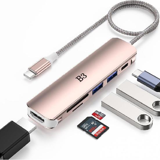 USB C Hub USB C To HDMI MultiPort Adapter for MacBook Pro, 7 In 1 Dongle with 4K HDMI/100W PD/USB 3.0 & 2.0/ SD/TF Card Reader Compatible for MacBook