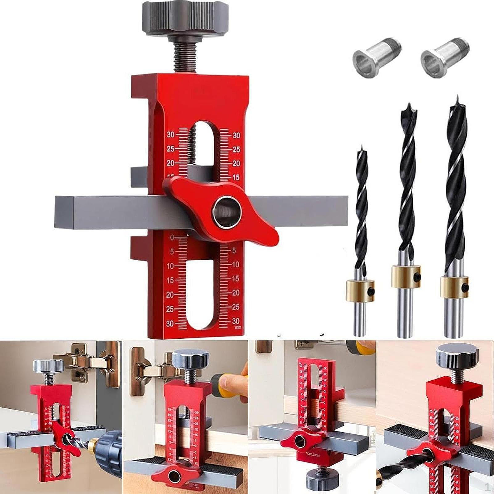 

Инструмент для позиционирования при установке дверцы шкафа Регулируемый монтажный шаблон Портативный из алюминиевого сплава для красный