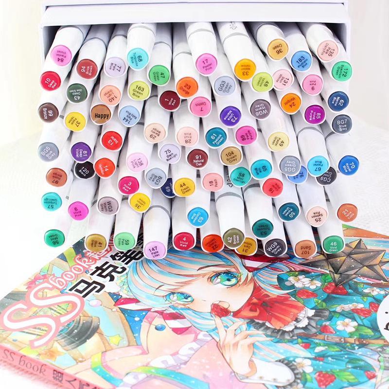 60-Color Double-Ended Alcohol & Oil-Based Marker Set