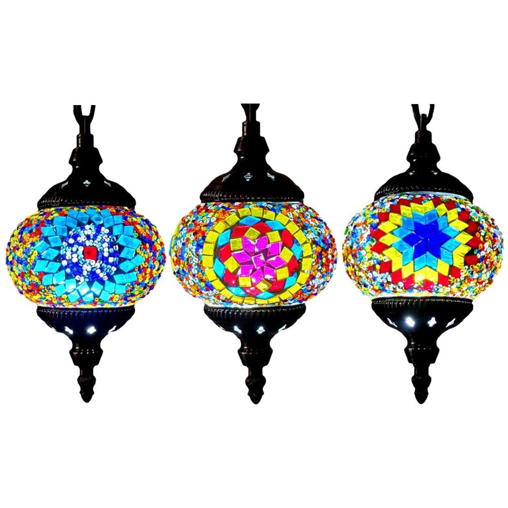Turkish Moroccan Mosaic Handmade Mosaic Hanging Ceiling Lamp 5IN Diameter Pendant Chandelier Living Room Bedroom Home Decor