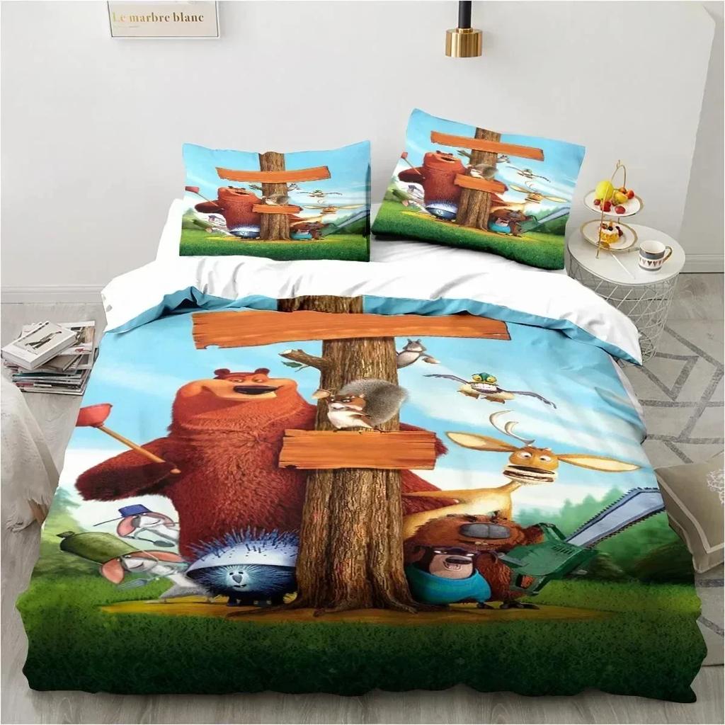 Grizzy and The Lemmings Bedding Set Duvet Cover Sheet Printed Bed Set Pillowcase Bed Full Queen King Size For Comforter Bedroom