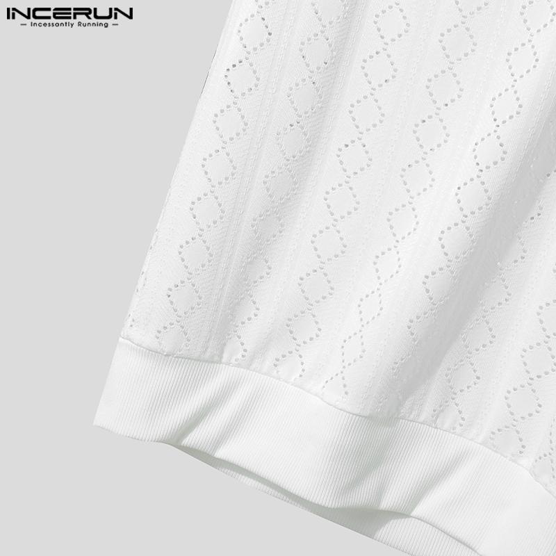 INCERUN Summer Men V Neck Sleeveless Hollow Out Solid Casual Tank Tops