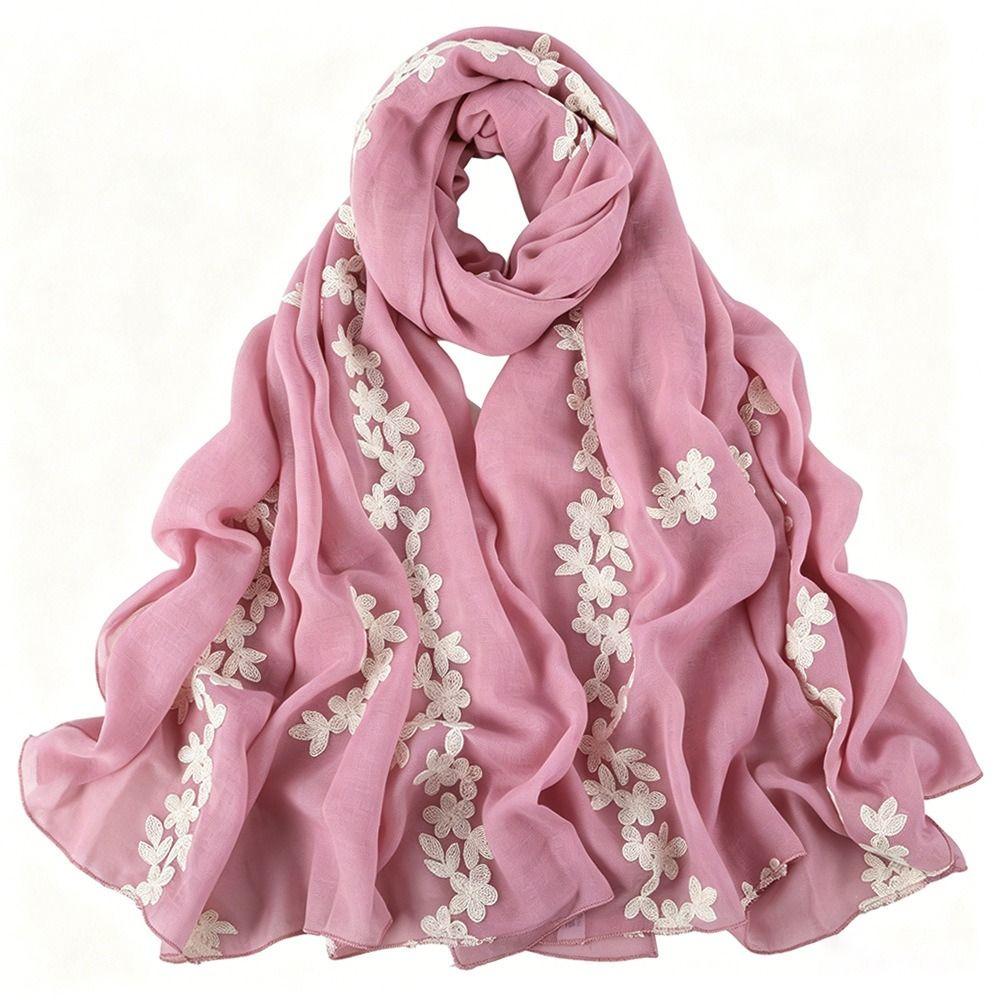 Large Bohemian Shawl Wrap Flower Embroidered Long Scarf Wrap  For Women Ladies