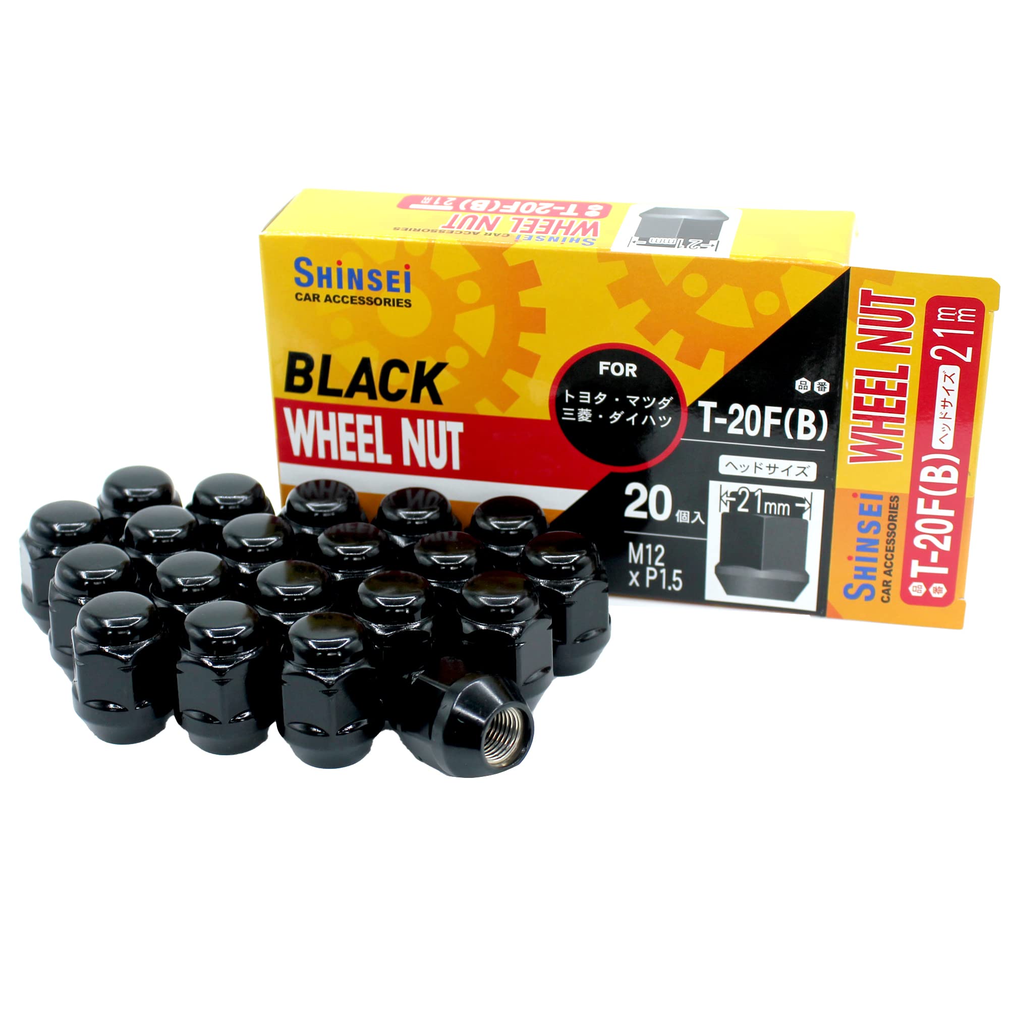 

Shinsei Wheel M12 Pack of Toyota Nuts, Black, P1.5, 21mm, 20, T-20FB чёрный