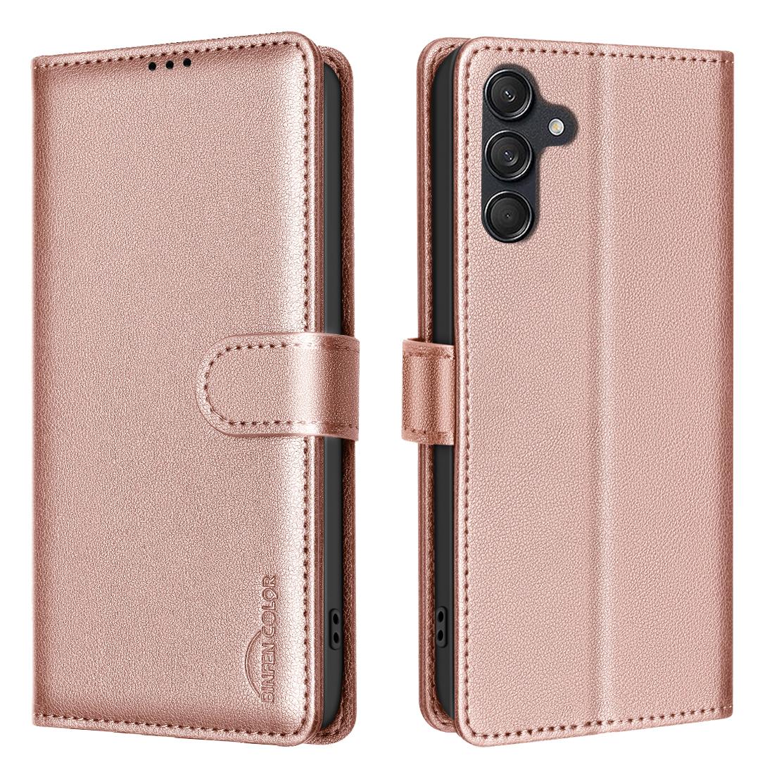 

BINFEN COLOR BF32 For Samsung Galaxy A54 5G Leather Case RFID Blocking Wallet Phone Cover Rose Gold
