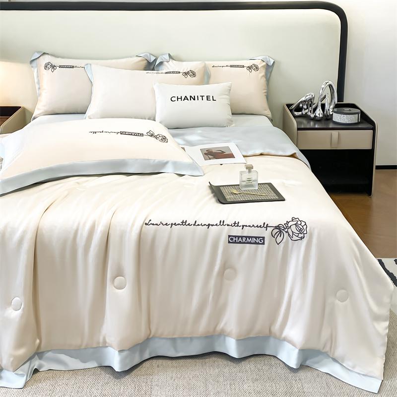 1Pc Light Luxury Summer Quilt Spring Summer Quilt Quilt For Bedroom Ice Silk Cool Machine Washable Single Bed Double Bed