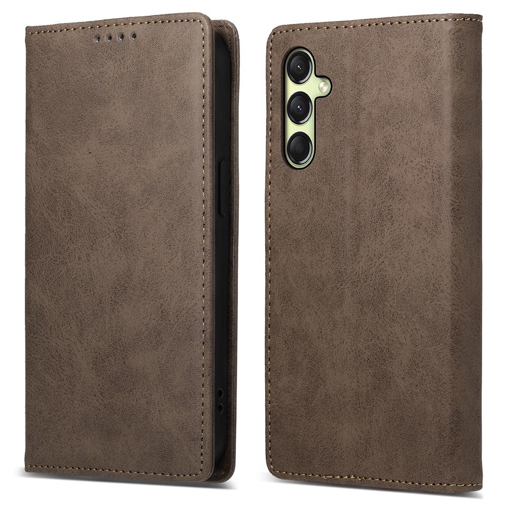 

DF-05 For Samsung Galaxy A26 5G Wallet Case RFID Blocking PU Leather Phone Cover Brown