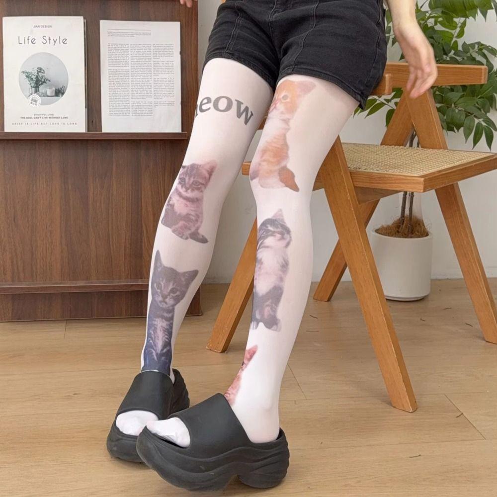 Süße atmungsaktive Katzen-Strumpfhosen Harajuku Streetwear Verstellbare lange Socken Y2K Rollenspiel-Socken Cosplay