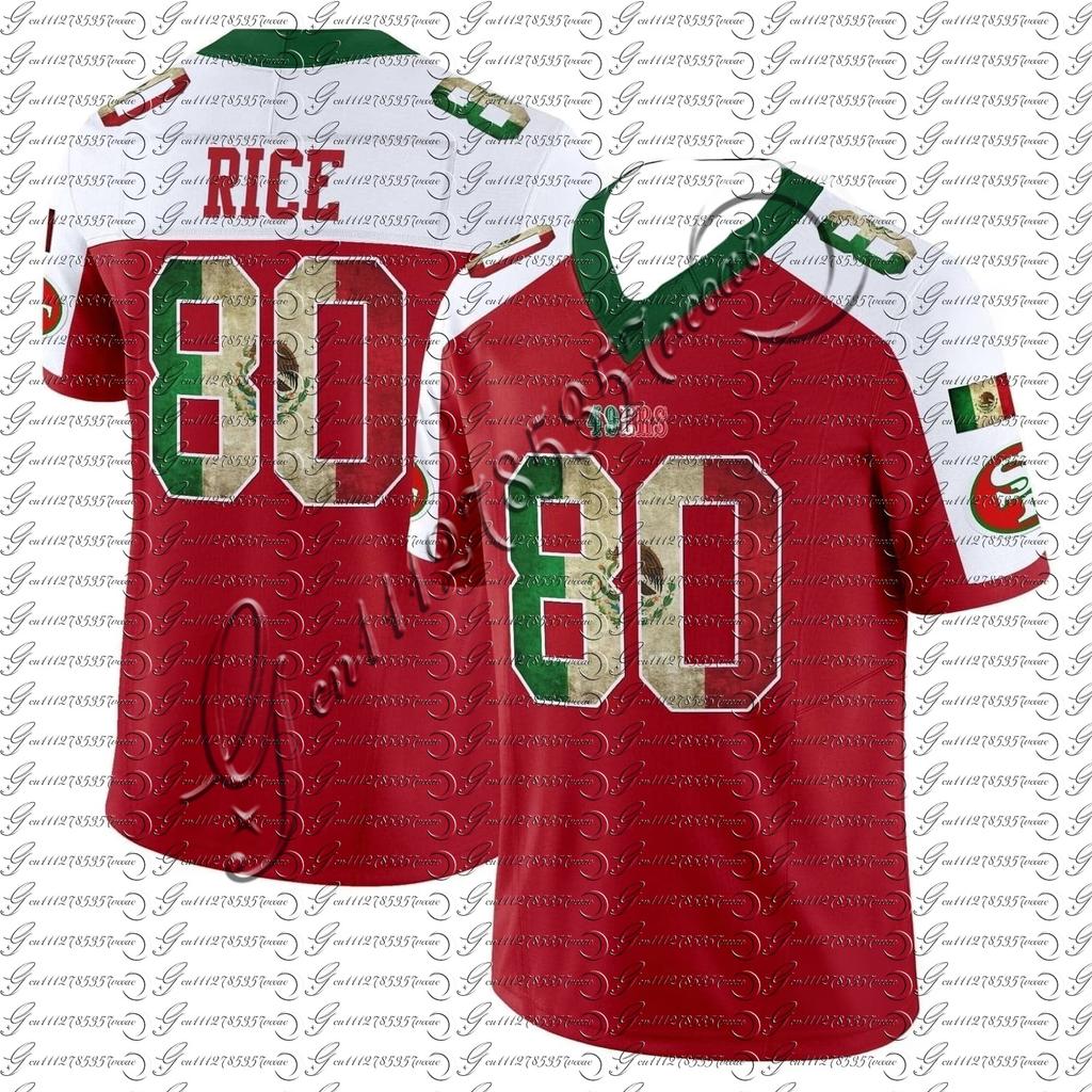 Men San Francisco 49ers Mexico Flag Football Jersey Bosa 97 Montana 16 Rice 80 Lott 42 Warner 54 Sports Shirt Fan Jersey