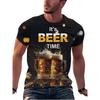 Men's Funny Beer T-Shirt It's Beer Time Graphic Printed Short Sleeve Casual O-Neck Pullover Streetwear Cool Alcohol Drink Tee Tops Male Clothing