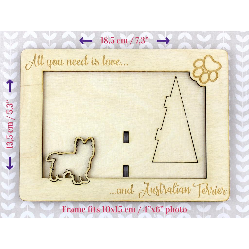 Australian Terrier, Aussie - Photo frame, engraved wooden frame, a lovely gadget for the dog lover by Art-Dog