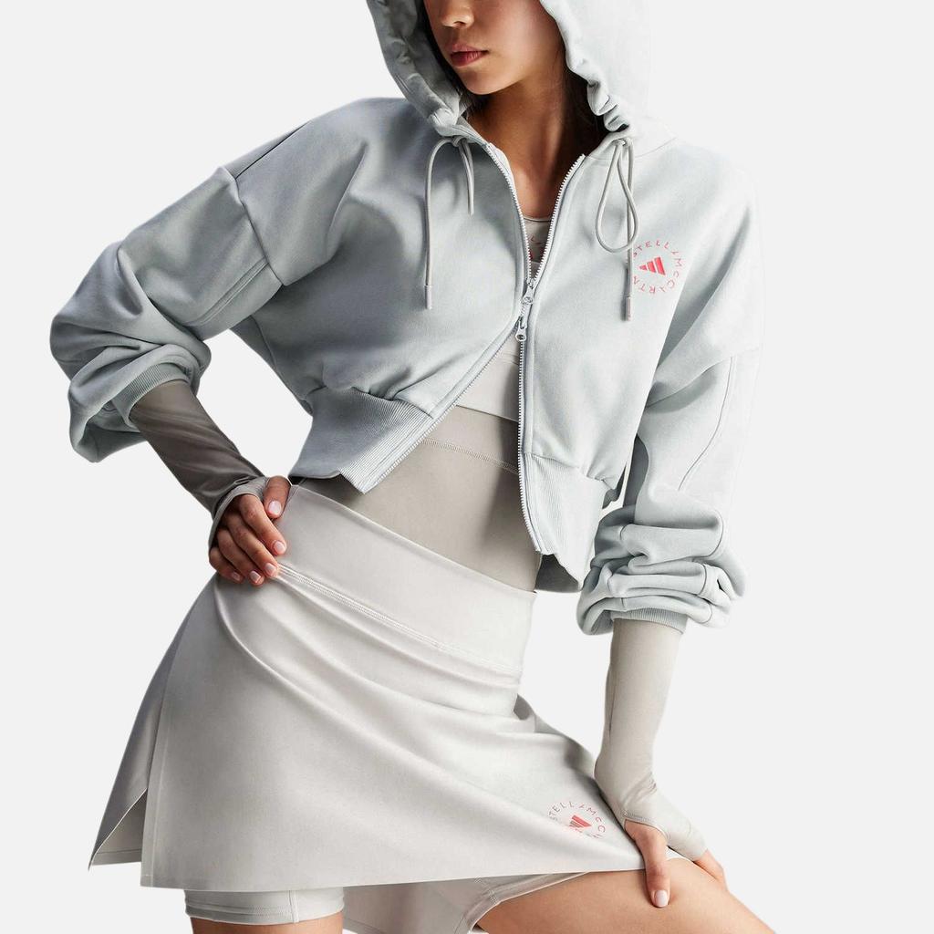 Adidas Sportswear Cropped Hoodie Women Hoodies Light-Cyan Gray JD7712