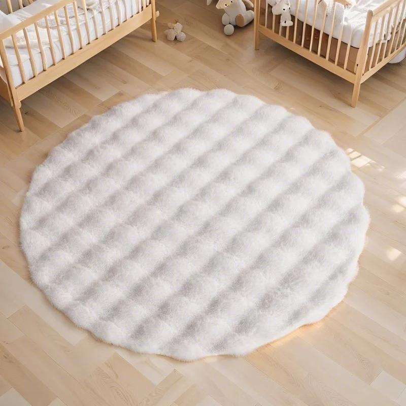 Bubble Imitation Rabbit Fur Carpet Round for Living Room Soft Plush Fluffy Rugs Kids Room Home Decor Dressing Table Foot Mats
