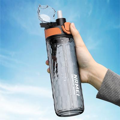 Summer Sport Water Bottles with Straw, Tritan Cup, One Click Open Water Bottle with Handle, Outdoor Portable Drinking Bottles