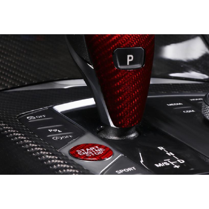 Fit For BMW 3 Series G20 - Red Carbon Fiber One Start Sticker Decoration