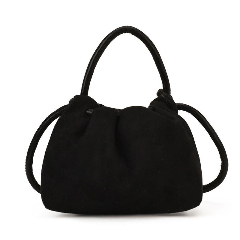 Vintage Style Pu Water Bucket Handbag With Top Drawstring Closure For Casual Outings