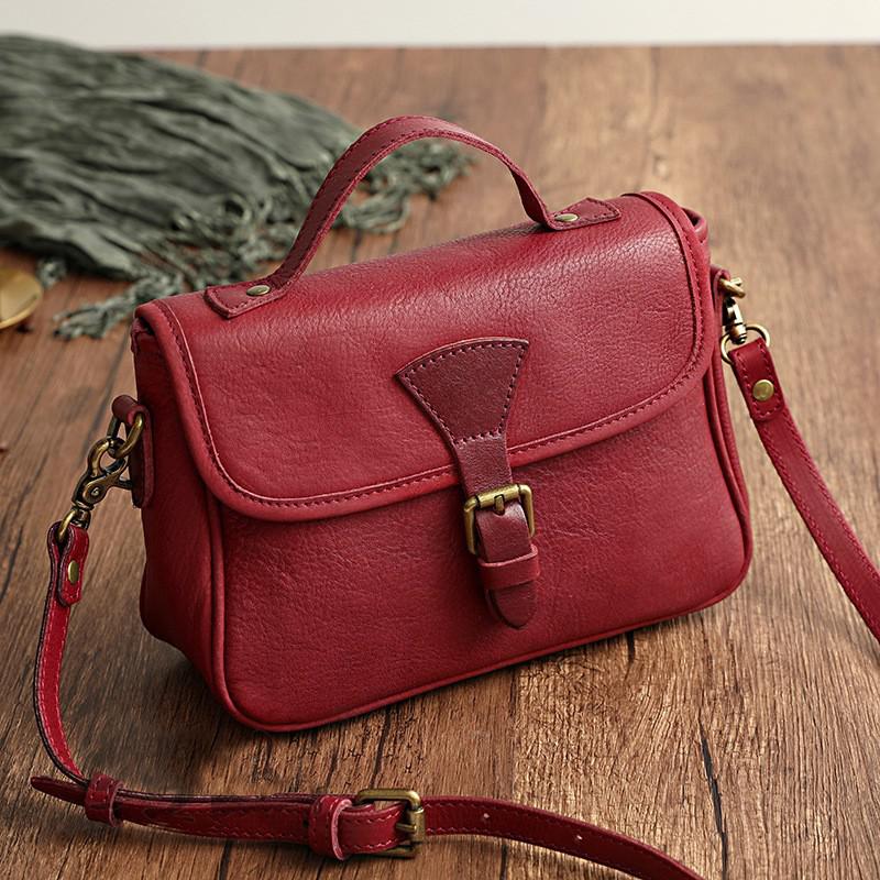 Johnature Dámská taška z retro originální kůže Jednoduchá jednobarevná přírodní měkká hovězí kůže Univerzální kabelky přes rameno a crossbody