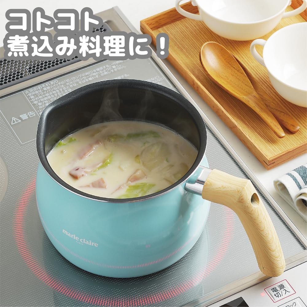 Tamahashi Marie Claire Handy Cook Induction Baked Finish Multi-Pot Pan, 15cm, Compatible, MC-080, Green,