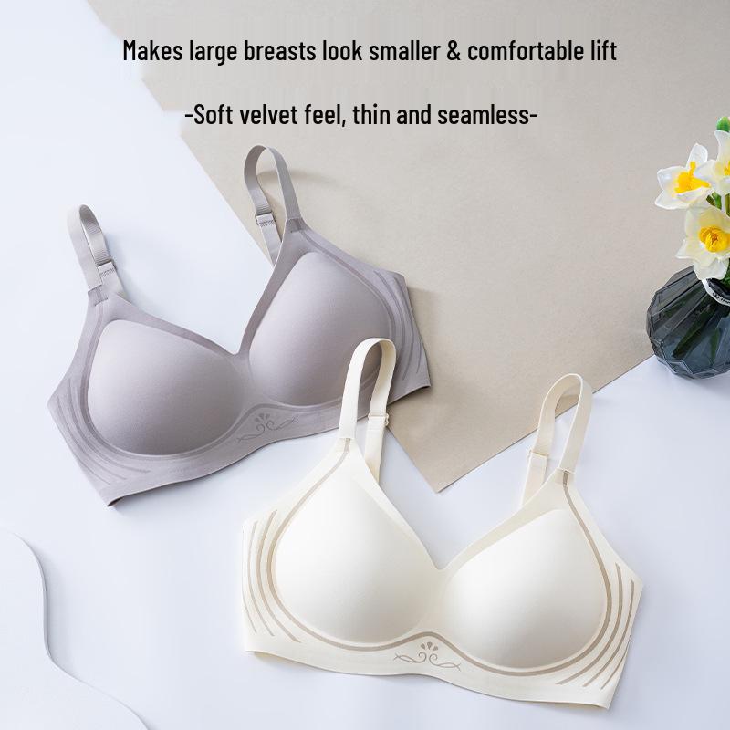 Women's Seamless Push-Up Bra with Side Support, Thin Fixed Cups, and Beautiful Back Design for Full Coverage and Anti-Sagging.
