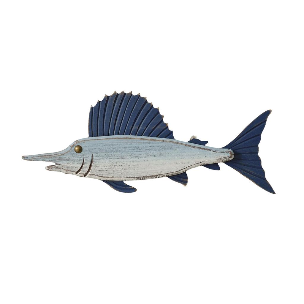 Hanging Fish Sculpture,Nursery Coastal Ornament Beach Theme Decor Nautical Wooden Wall Plaque for Ocean Theme Room Outside Hotel