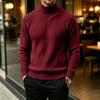Men's Casual Turtleneck Sweater Color Vertical Stripe Long Sleeve Pullover