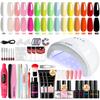 18 Colors Gel Nail Polish Set, 15 Gel Colors, 3 Builder Gels, Electric Nail Drill, LED Nail Lamp, All-in-One Nail Art Kit Complete Set