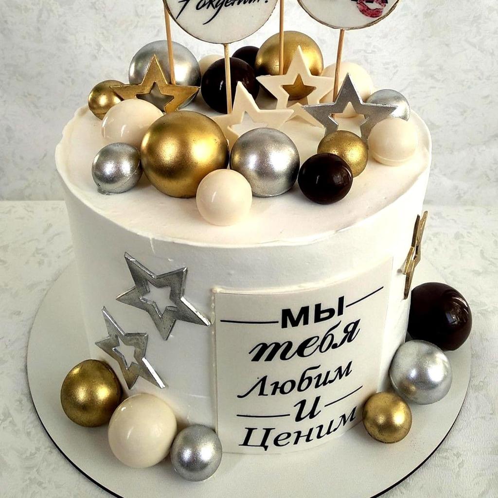 32Pcs Black Gold Silver Ball Cake Topper Decorations Mini Balloons Sticks Foam Balls Picks Cake Decorationsfor Wedding Birthday