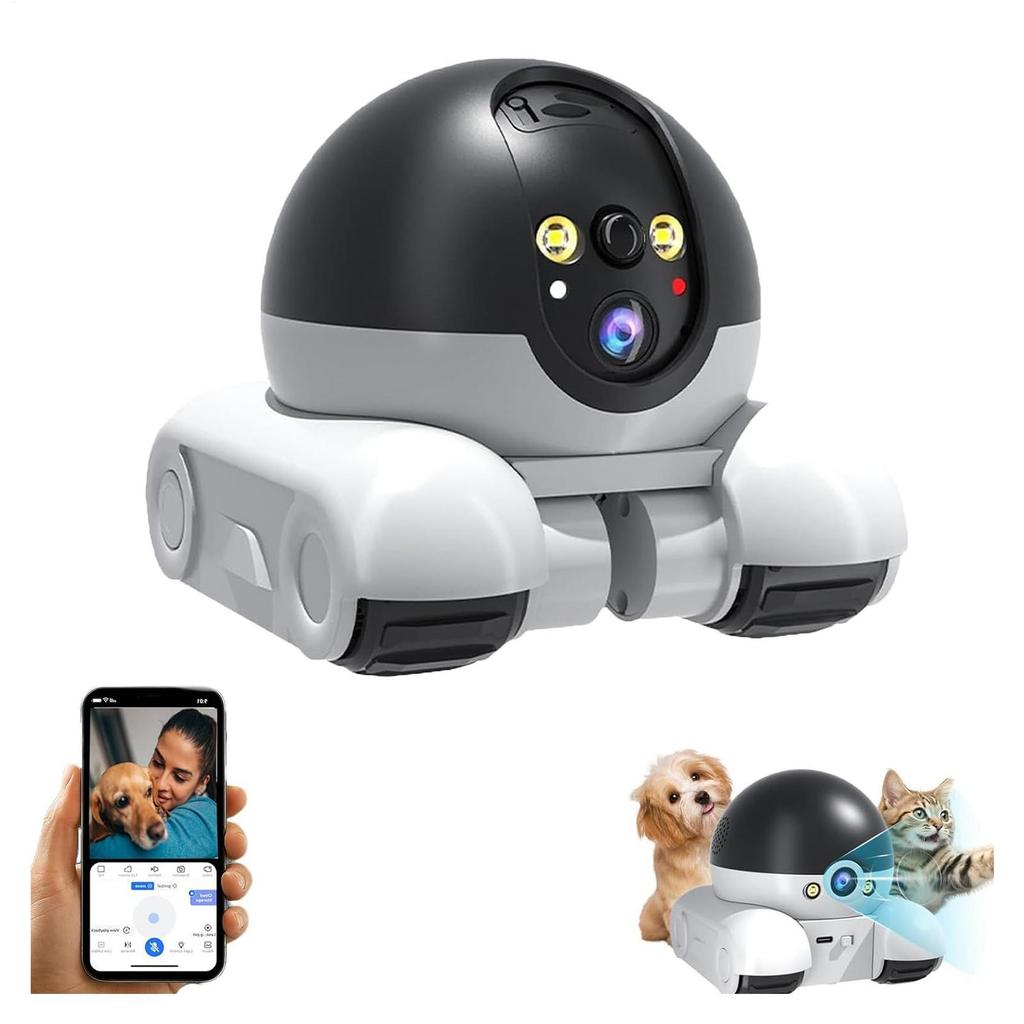 Robot Camera 1080P Wi-Fi Robot With Camera AI-powered Wi-Fi HD Double Lens 360-degree Night Vision With App Control Remote