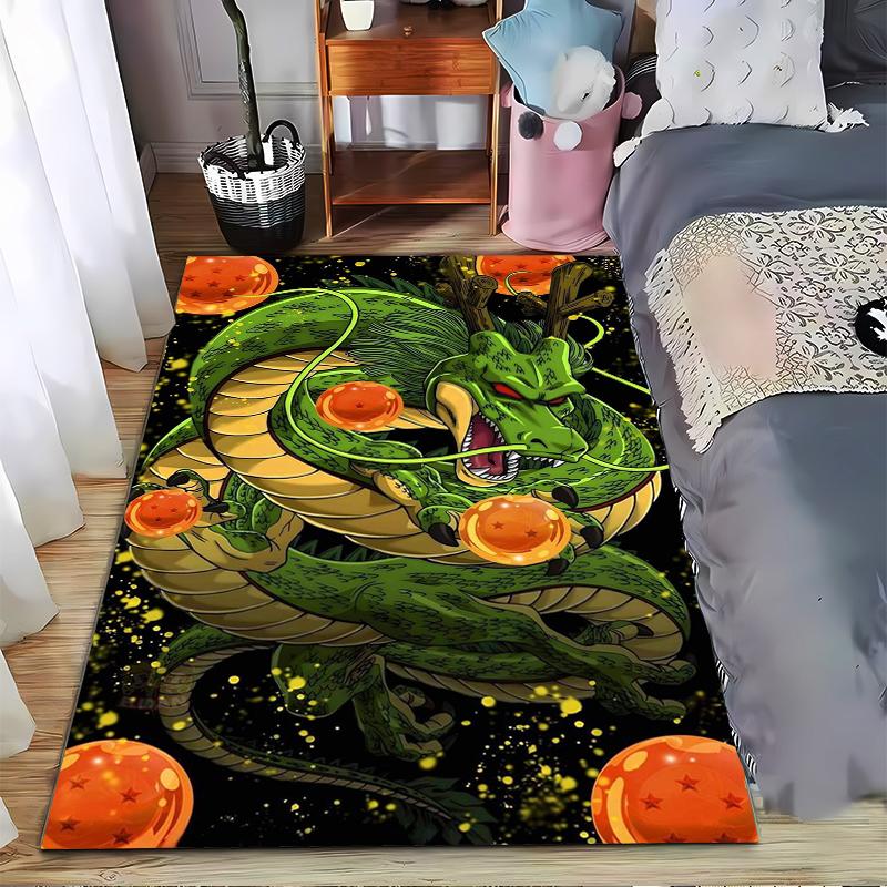 "Green Dragon Pattern Carpet with Orange Spheres, Fantasy Style Decor" Suitable for use as an anti-slip for living room bedroom sofas