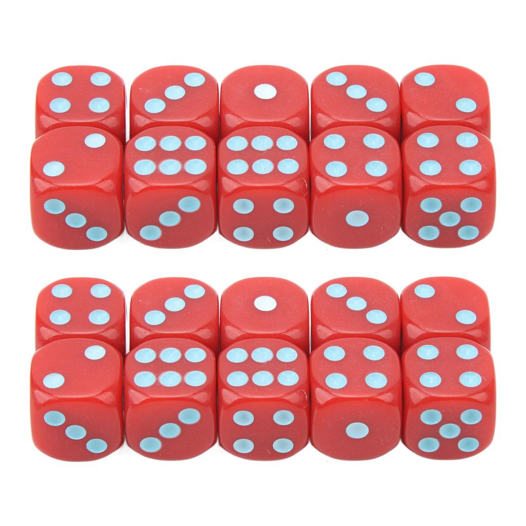 20Pcs 16mm Rounded Corner Dice 6 Sided Game Dice Set for Table Board Games Math Games Red Blue Dots
